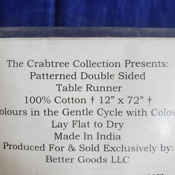 NWT Crabtree Table Runner Black & White 100% Cotton Toile 72x12" French Floral - Picture 2 of 7